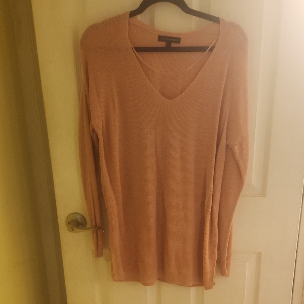 Women's Pink V-Neck Sweater